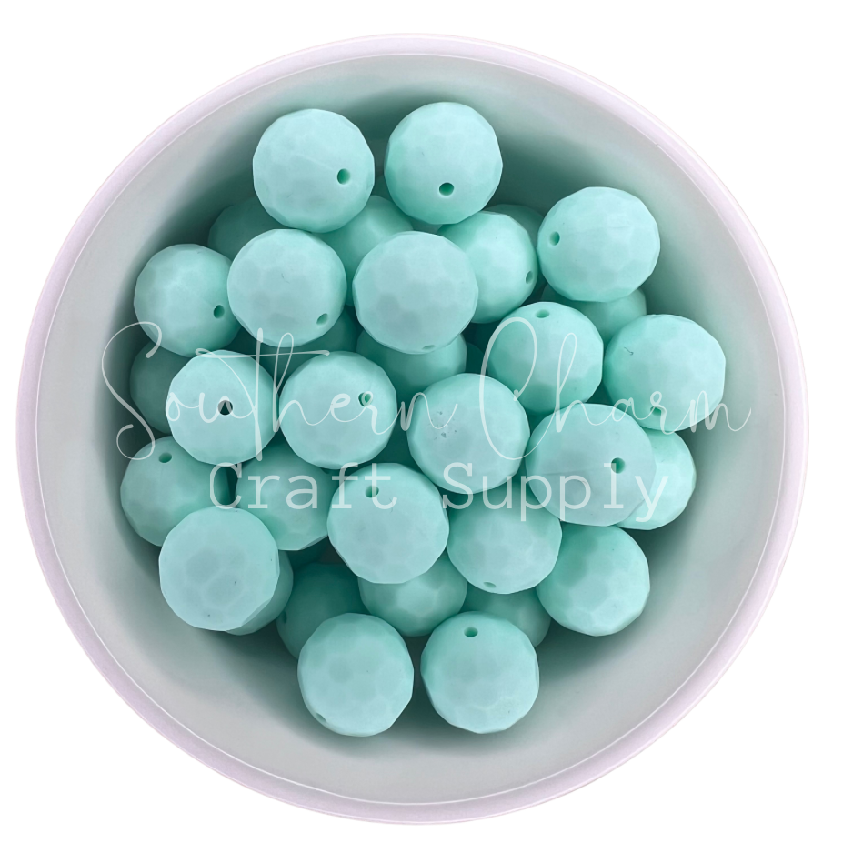 16mm Mint Faceted Bead