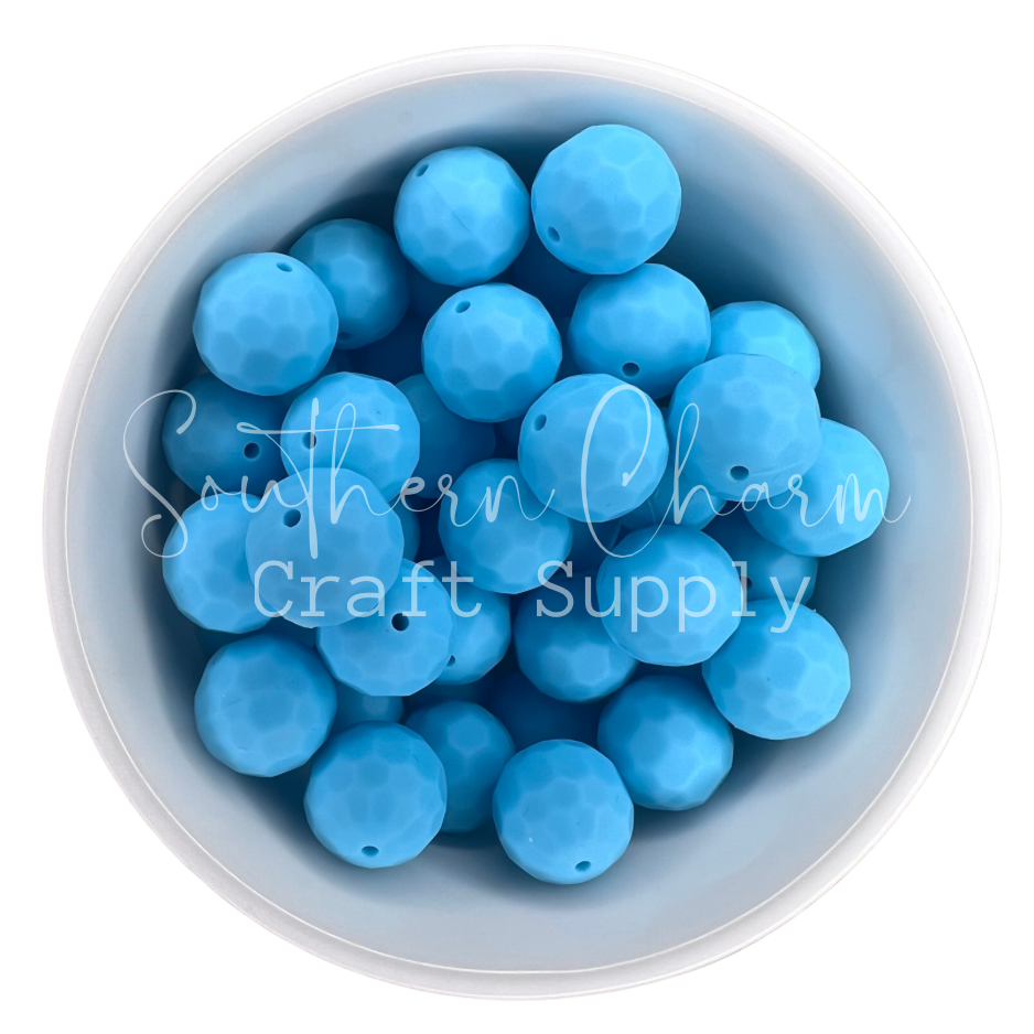 16mm Transparent Blue Faceted Bead