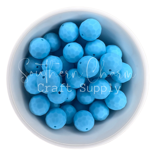 16mm Transparent Blue Faceted Bead