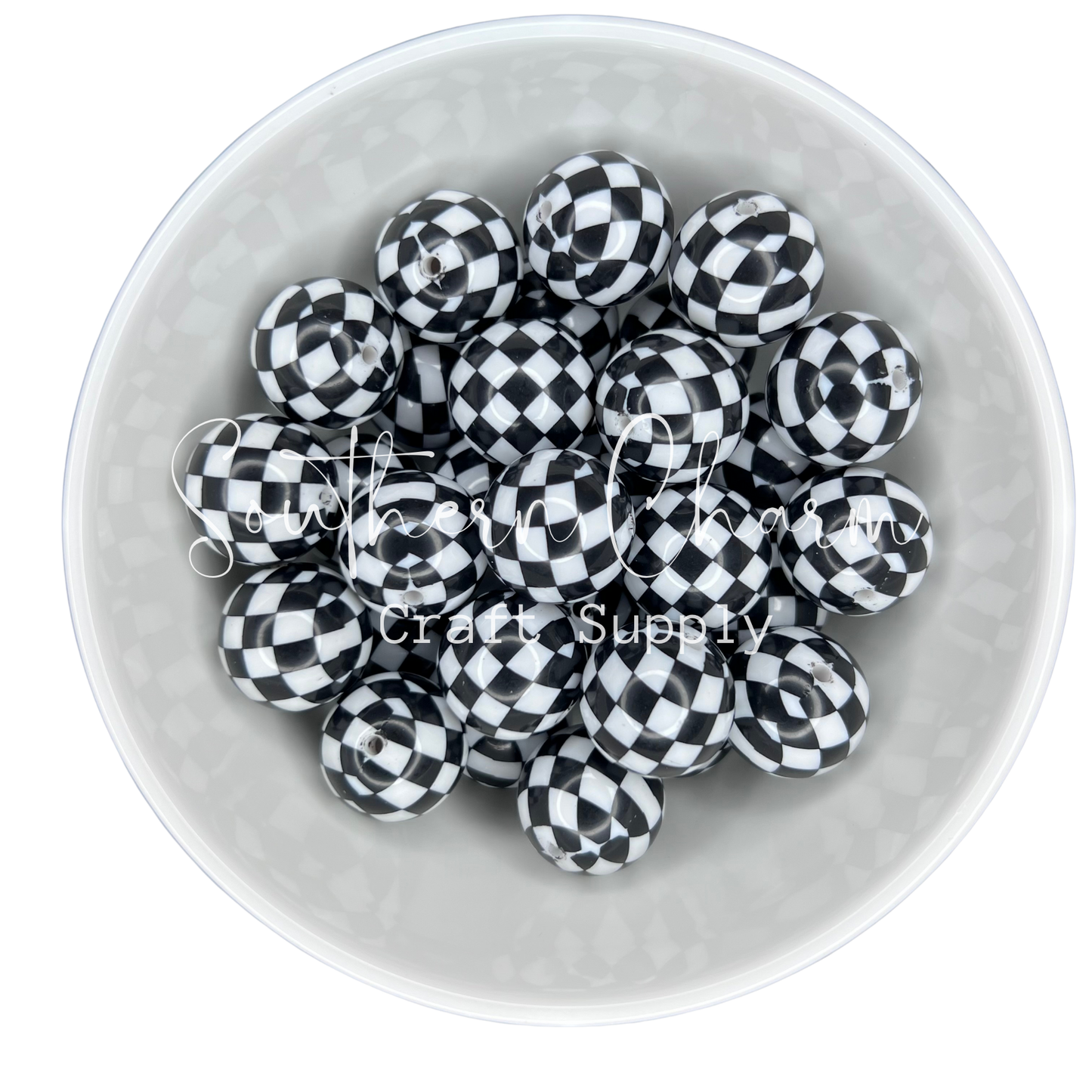 20mm Checkered Bubblegum Bead