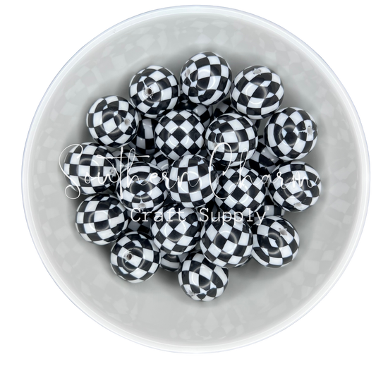 20mm Checkered Bubblegum Bead