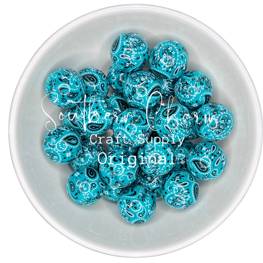 20mm Turquoise Bandanna Bubblegum Bead **SCCS Original**