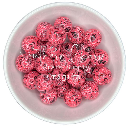 20mm Pink Bandanna Bubblegum Bead **SCCS Original**