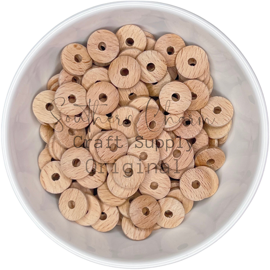 15mm Beechwood Disc Spacer-10 pack